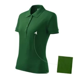 Cotton koszulka polo damska zieleń butelkowa S
