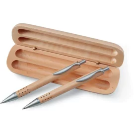 Długopis i ołówek w pudełku , drewno
