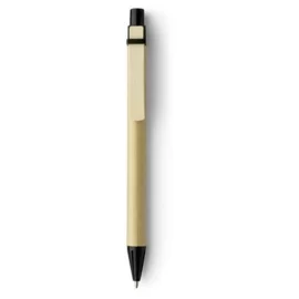 Długopis ekologiczny z drewnianym klipem i kolorowymi elementami z biodegradowalnego plastiku, czarny