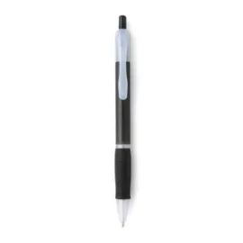 Długopis z dopasowanym kolorystycznie gumowym uchwytem, czarny