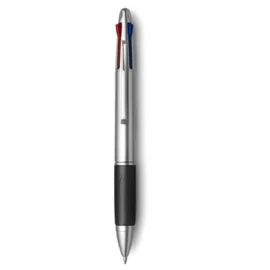 Długopis z gumowym uchwytem, 4 kolory, czarny