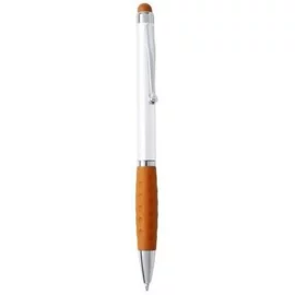 Długopis ABS, touch pen z gumowanymi elementami, pomarańczowy