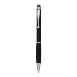 Długopis z wygodnym uchwytem i gumową końcówką do obsługi ekranów dotykowych , czarny