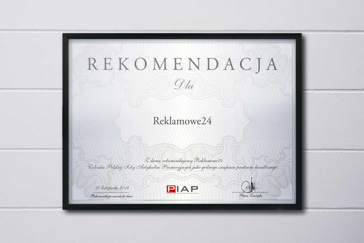Reklamowe24 z certyfikatem Rekomendowanej Agencji Reklamowej